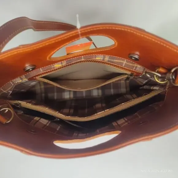 Charlie Leather Clarissa Cognac/Tan/Brown Medium Shoulder Bag/Handle Bag -NWT - Picture 8 of 12